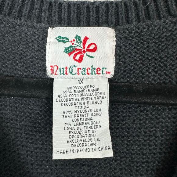 Womens Nutcracker Black Embroidered Patchwork Christmas Holiday Sweater Vest 1X - Picture 5 of 5